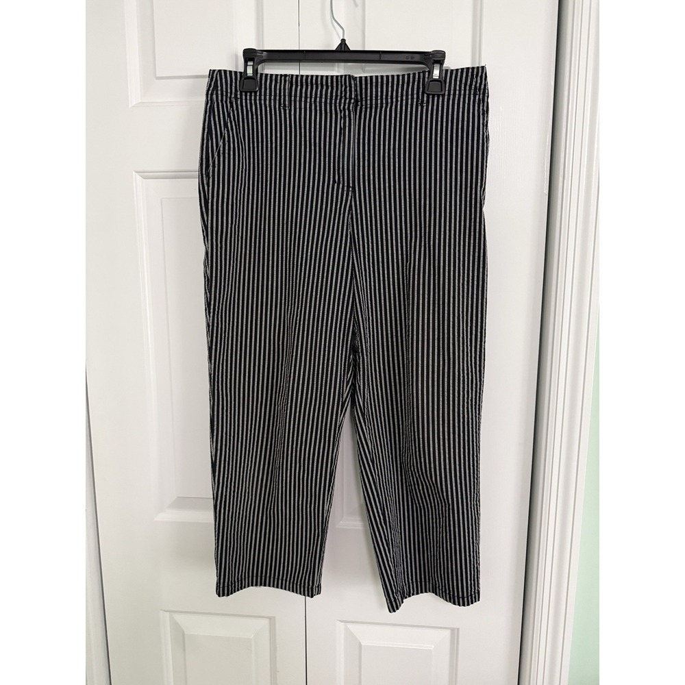 Talbots Stretch Striped Pants Size 12 Office Work Cropped Capris